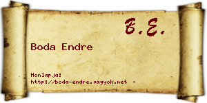 Boda Endre névjegykártya
